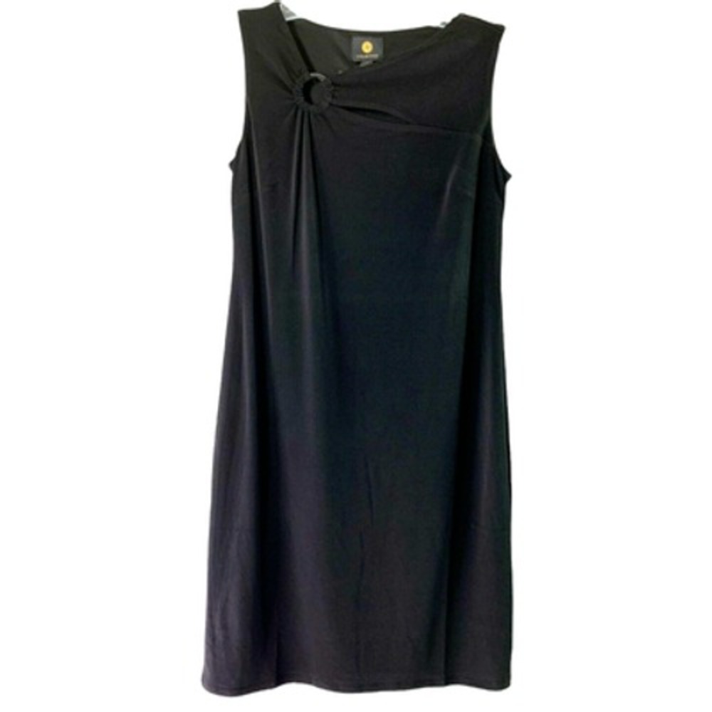 JM Collection Party Dress Women Black Petite Event Sleeveless Asymmetrical Neck